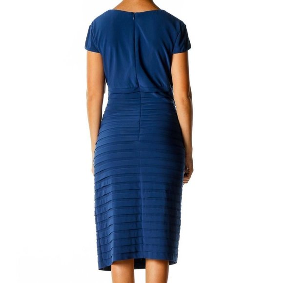 Adrianna Papell Blue Solid Classic Sheath Dress - Picture 3 of 3